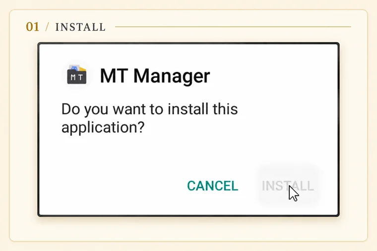 Android installation confirmation for MT Manager