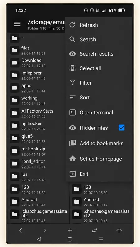 Search, Filter, Sort and Add to bookmarks in the menu